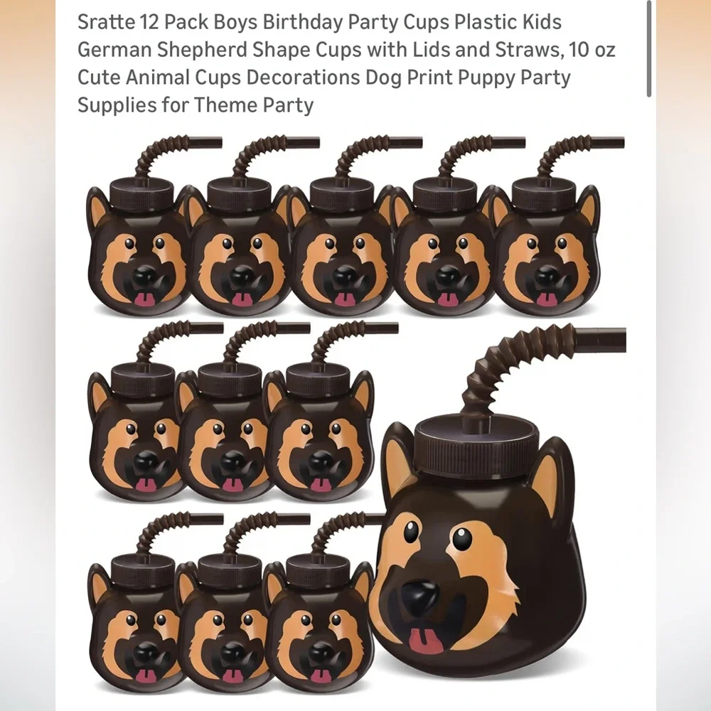 BUNDLE:GermanShepherd themed party(Cups,plates,decorations,Banner&Wrappingpaper)